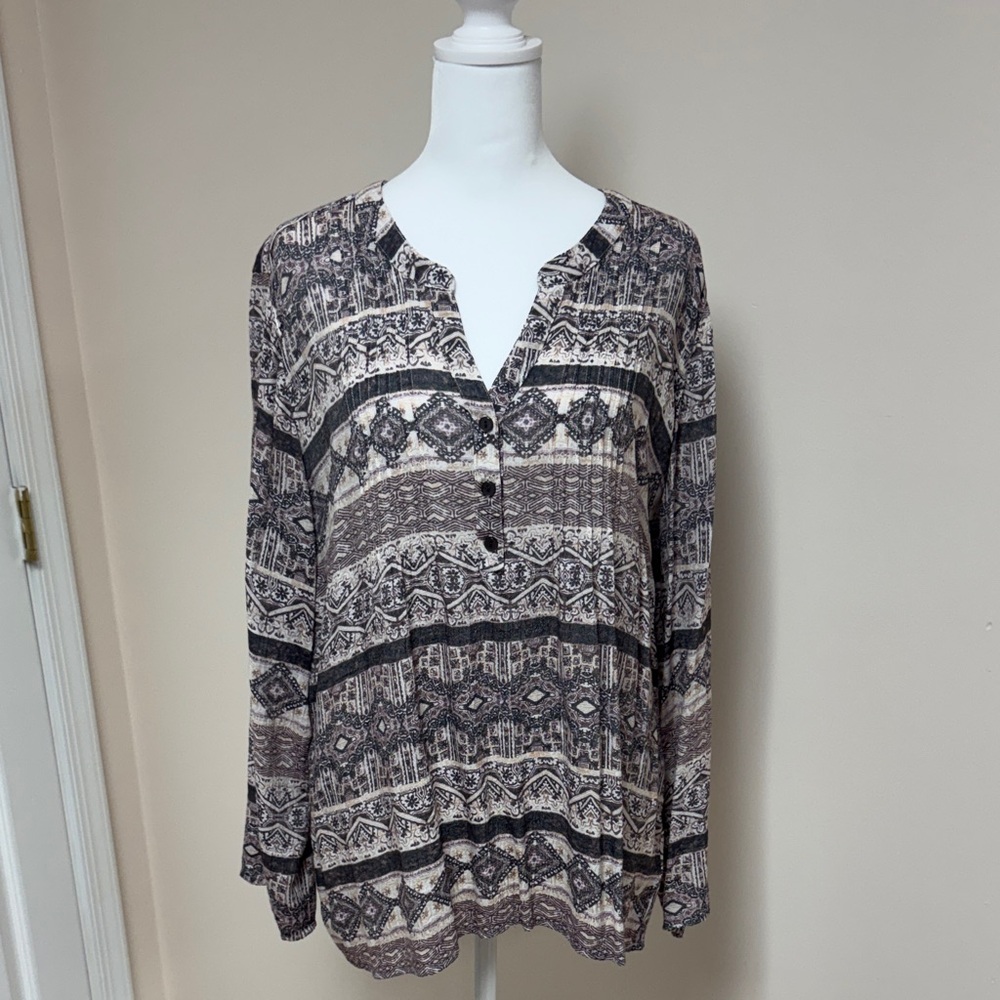 Studio Works Patterned Long Sleeve Women's Top